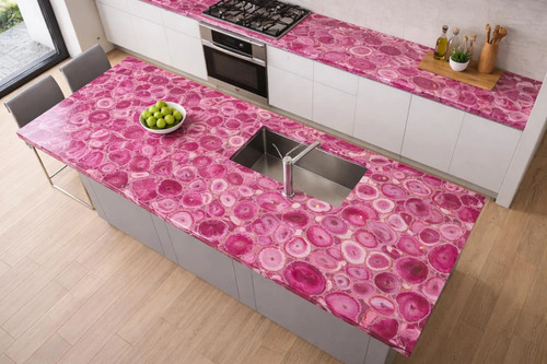 Pink agate kitchen countertop - pink,